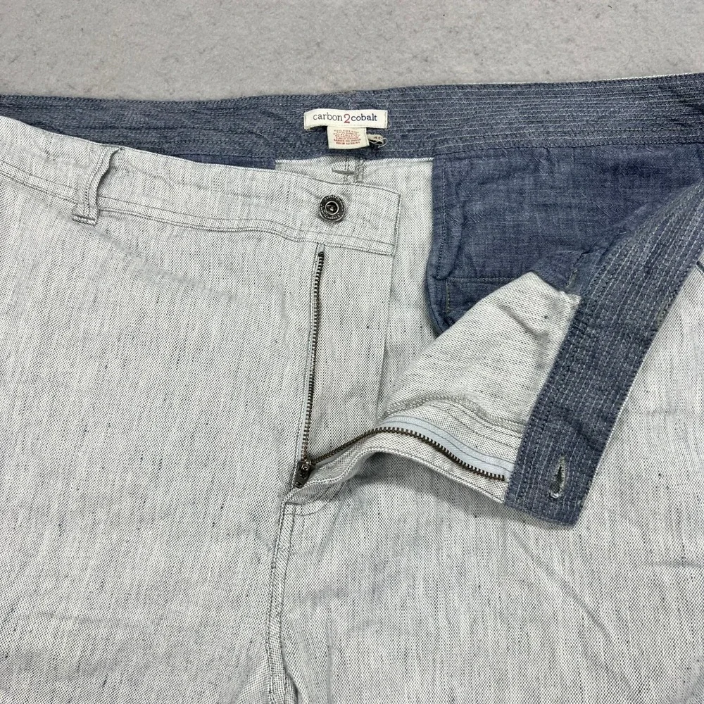 Carbon 2 Cobalt Mens Gray Cotton Linen Blend‎ Shorts Size 40 Flat Front Casual